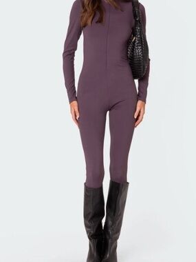 Edikted Long Sleeve Purple Jumpsuit